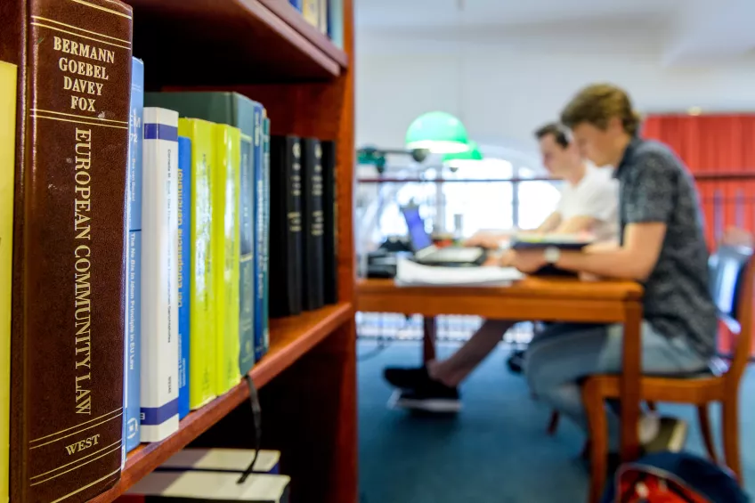 Studenter som pluggar i biblioteket. Foto.