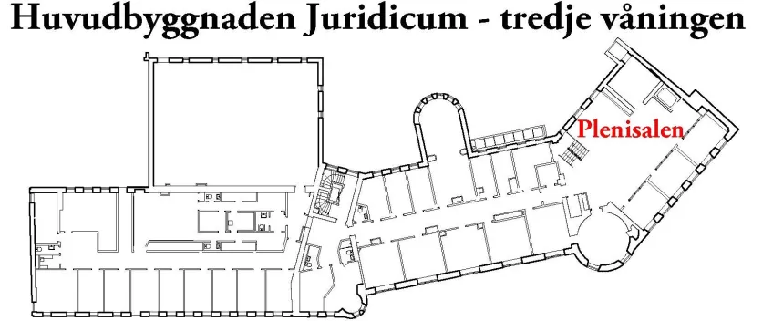 Karta tredje våningen Juridicum.