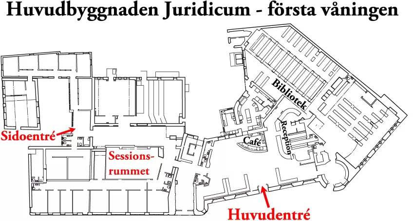 Karta första våningen Juridicum