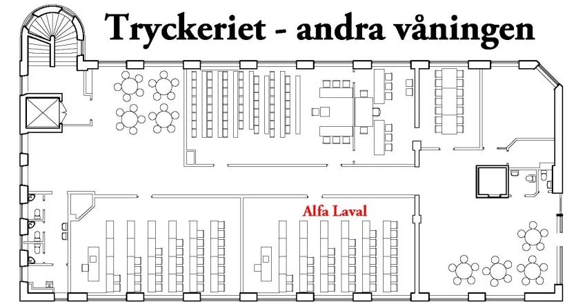 Karta andra våningen Tryckeriet.