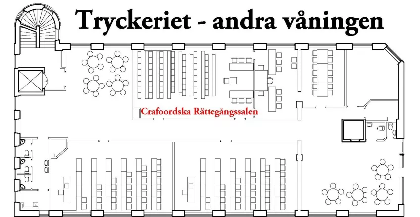 Karta andra våningen Tryckeriet.