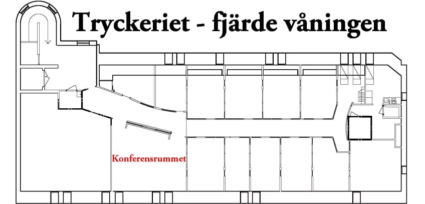 Karta fjärde våningen Tryckeriet.