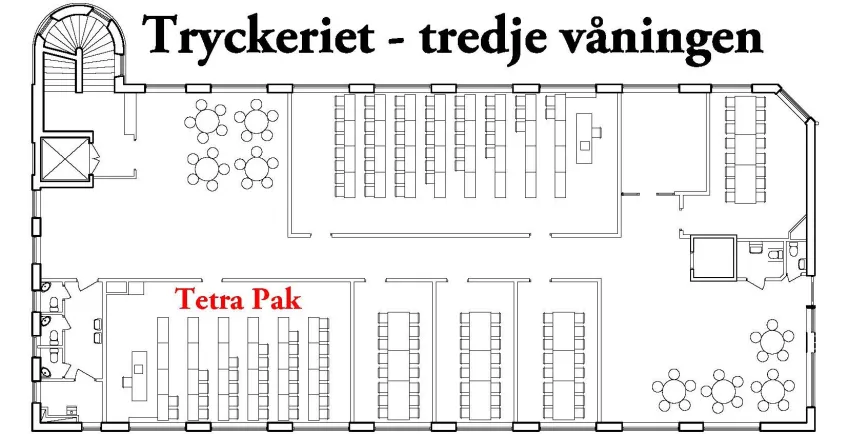 Karta tredje våningen Tryckeriet.